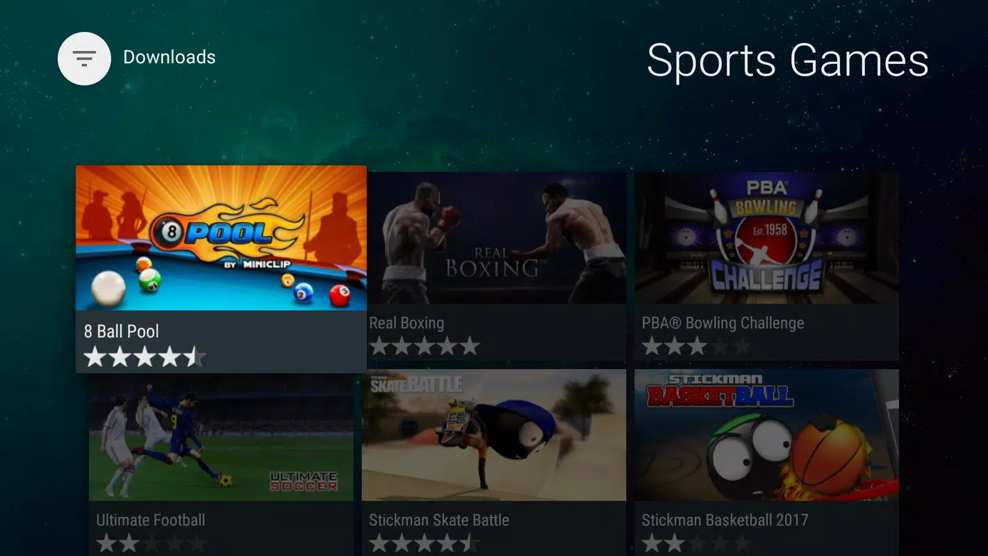 Aptoide TV Sports Games category listing