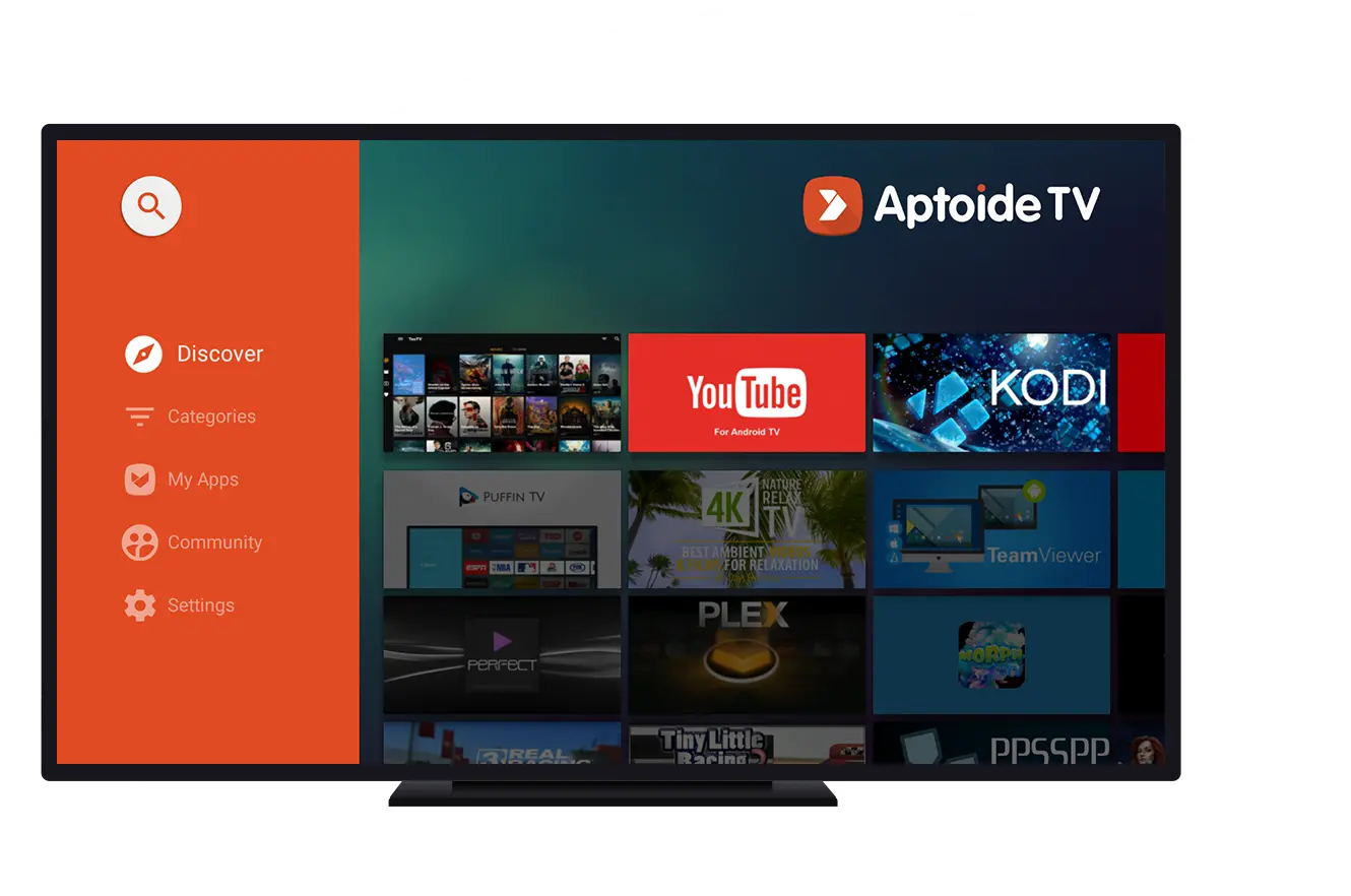 Aptoide TV interface running on a smart TV screen